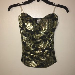 Gold Sequin Strapless Top
